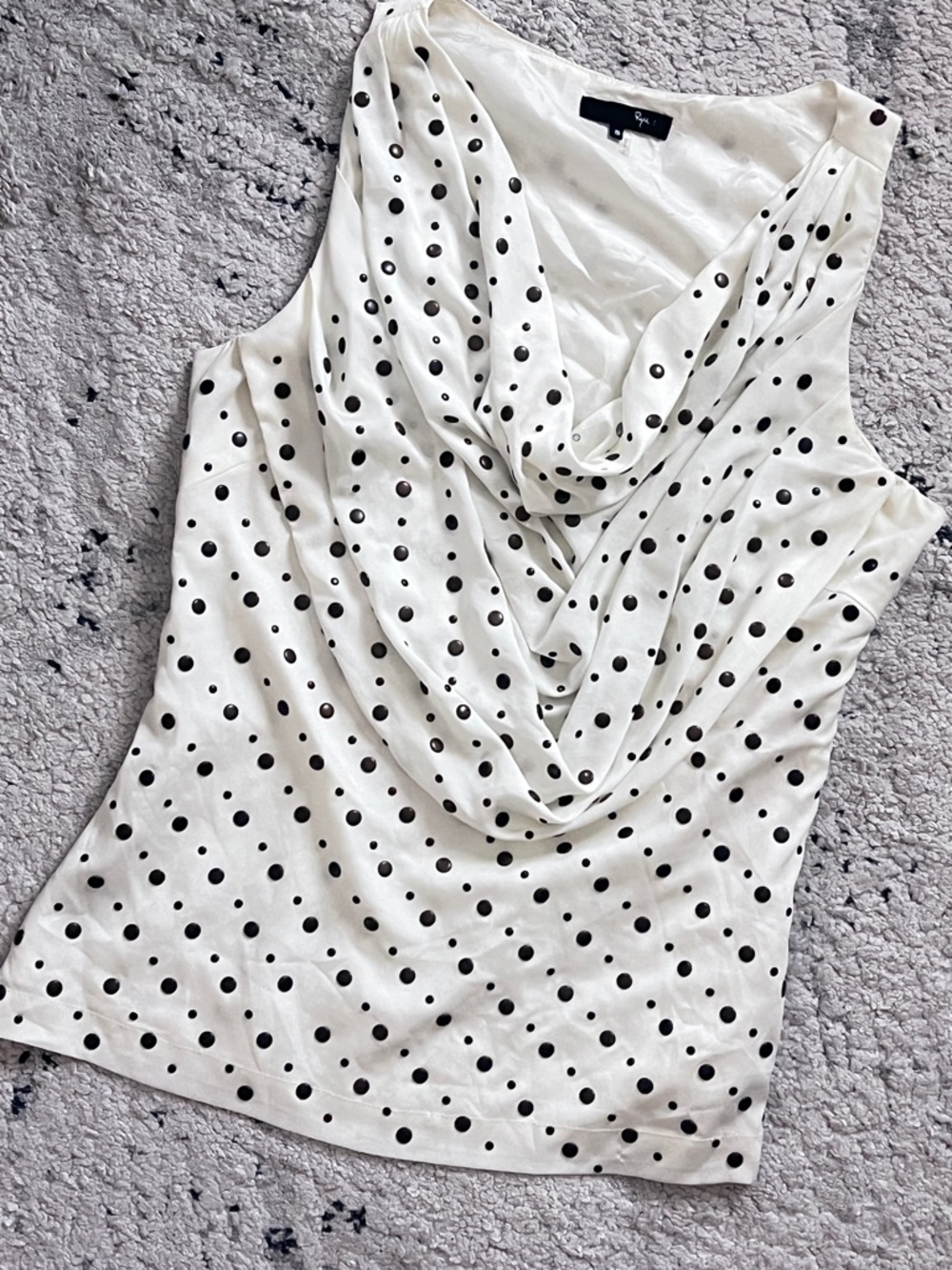 Ryu White Sleeveless Metal Dot Cowl Neck Camisole